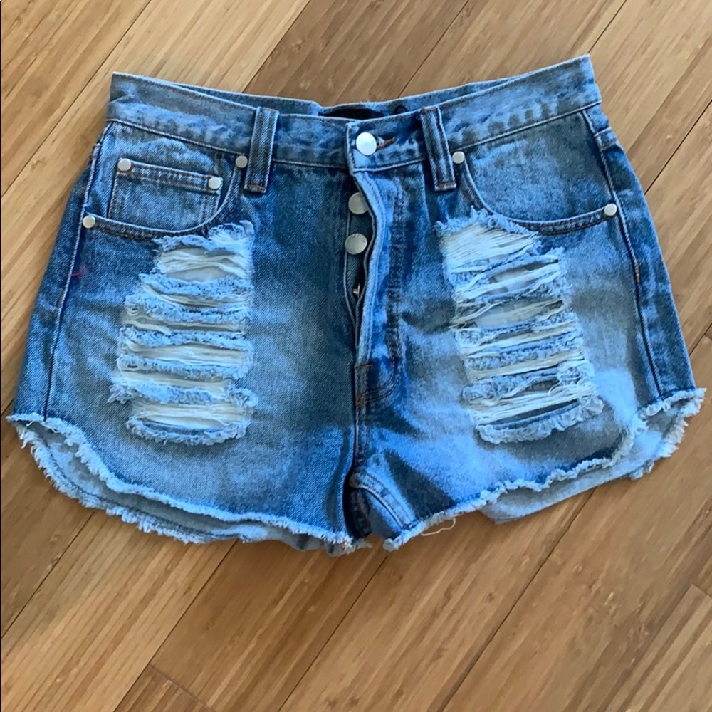 MINKPINK - denim distressed shorts